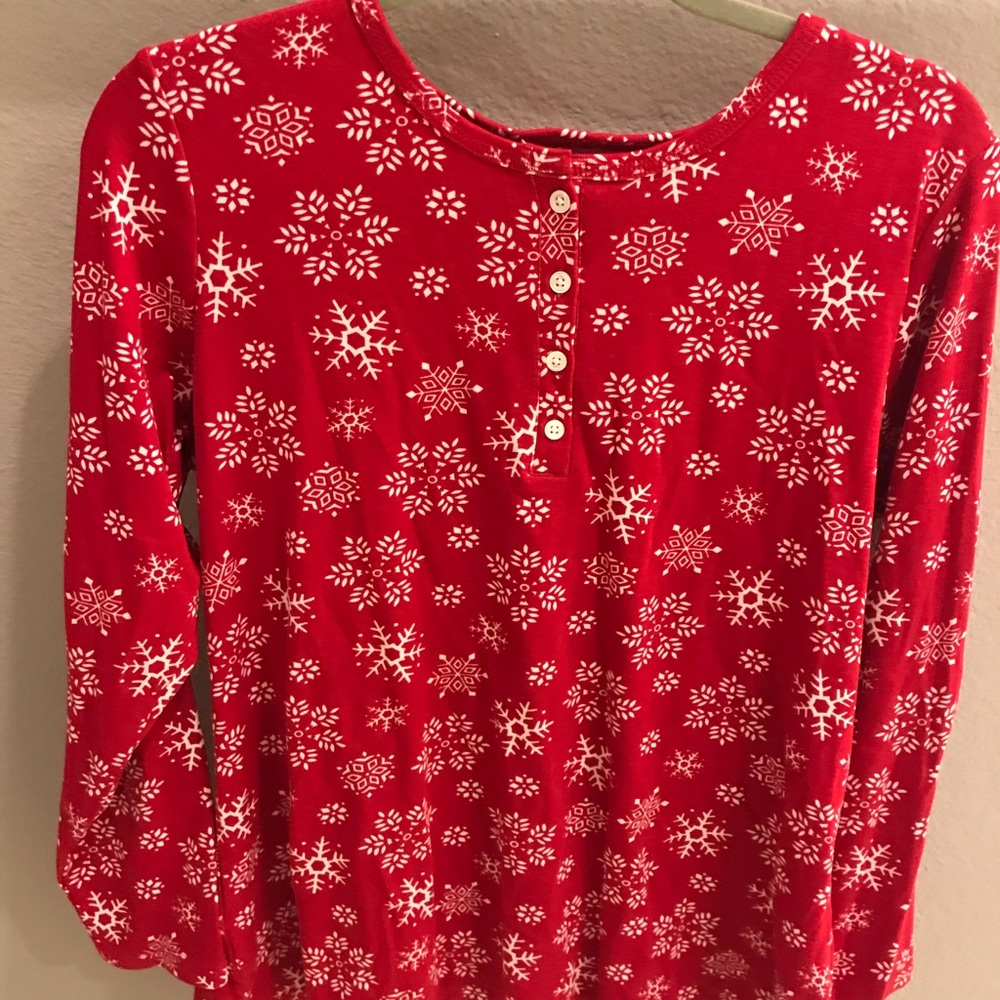 New Lands End Snowflake Pajama Top Sz L